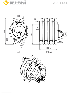 Печь отопительная ВЕЗУВИЙ АОГТ 00 С (со стеклом)