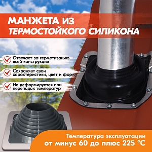 Кровельный уплотнитель дымохода прямой № 4 силикон 76-152 mm чёрный